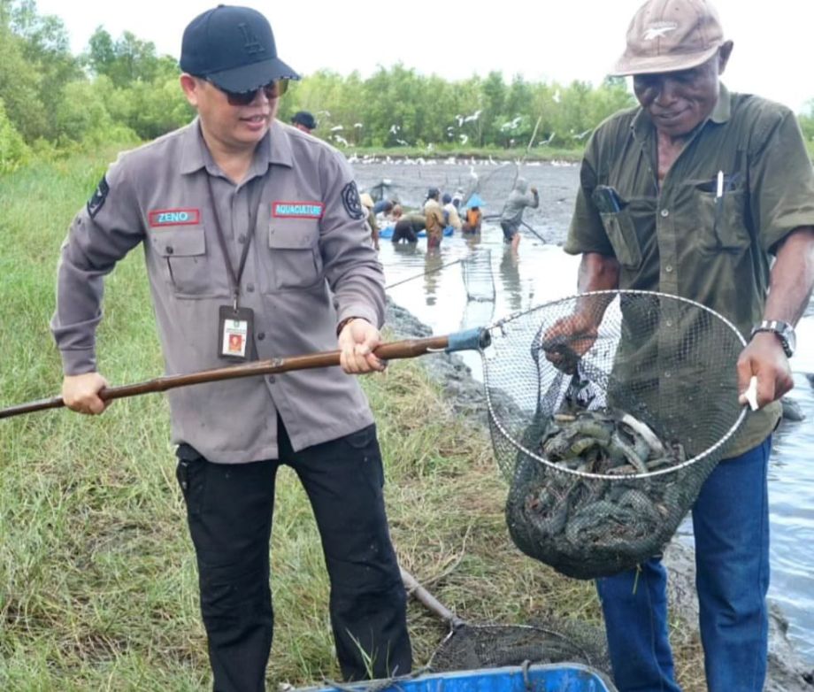 Giat Panen Ikan & Udang di Desa Natai Kuini Kec. Kendawangan Kab. Ketapang